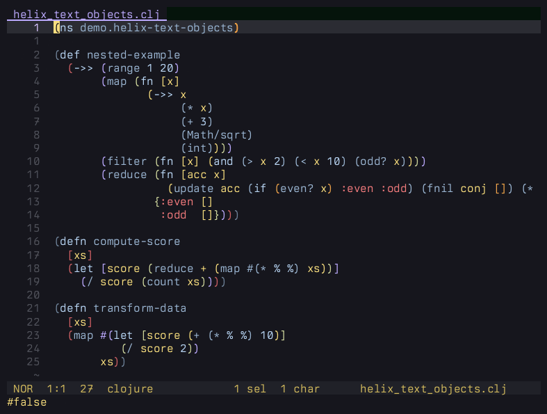 tree-sitter matching in Helix